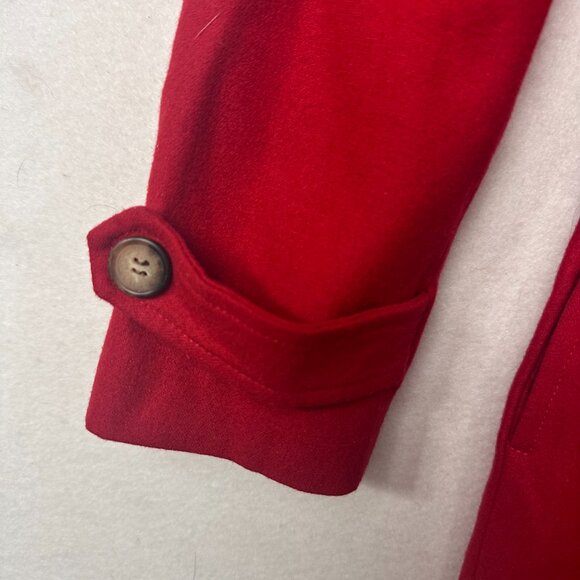 Burberry coat women L red wool blend long trench double breasted novacheck VTG - Picture 3 of 8